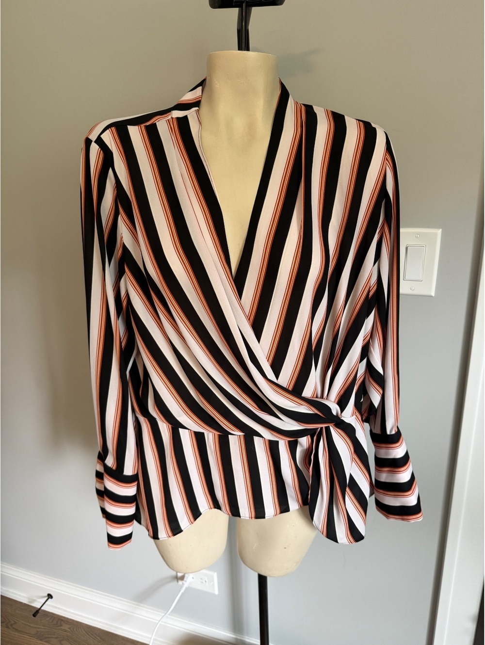 Chelsea28 Women's Striped Wrap Blouse XL